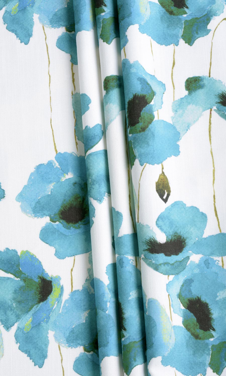 Water Lilies Floral Drapery (Blue) Extra Long Short Wide
