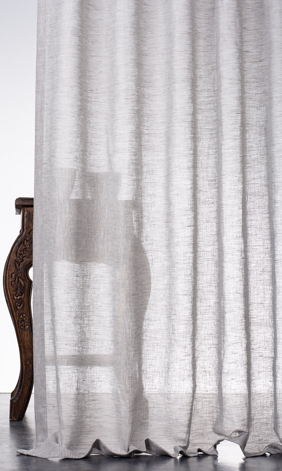Linen-Cotton Sheer Curtains / Drapes / Window Drapery Panels (Pale Gray)
