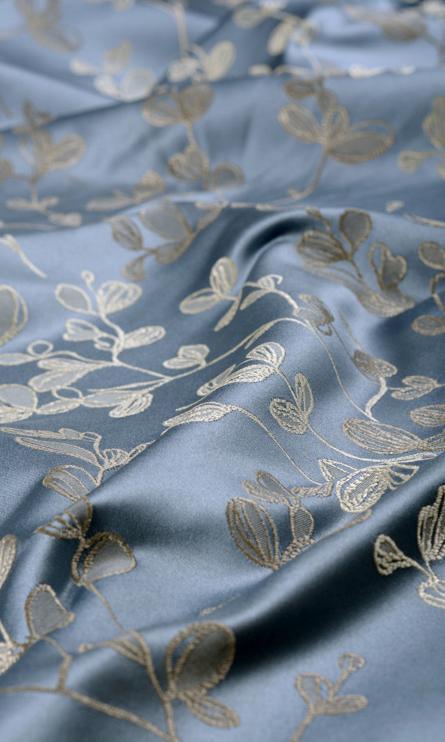 Floral Any Size Style Curtains (Navy Blue/ Ivory-Beige)