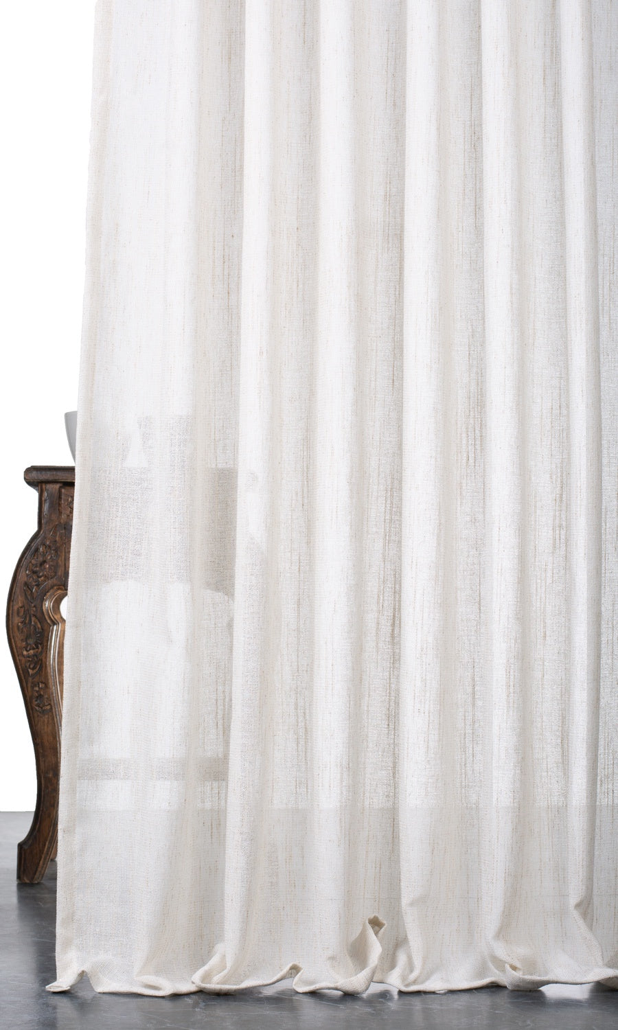 Poly-Linen Sheer Pinch Pleat, Rod Pocket, Eyelet Curtains (Ivory)