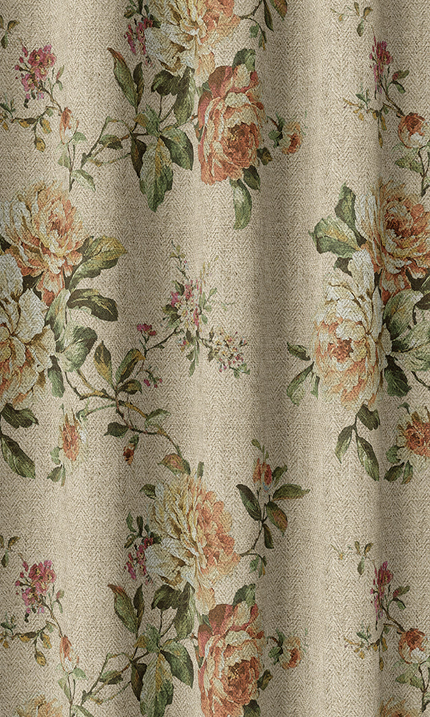 Modern Country Floral Pinch Pleat, Rod Pocket, Eyelet Curtains (Yellow)