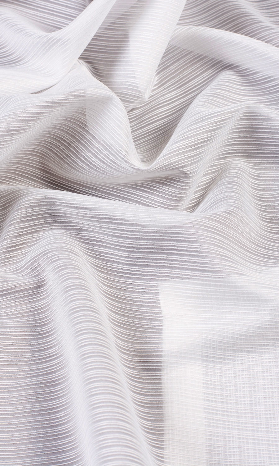 Striped Sheer Custom Curtains (White)