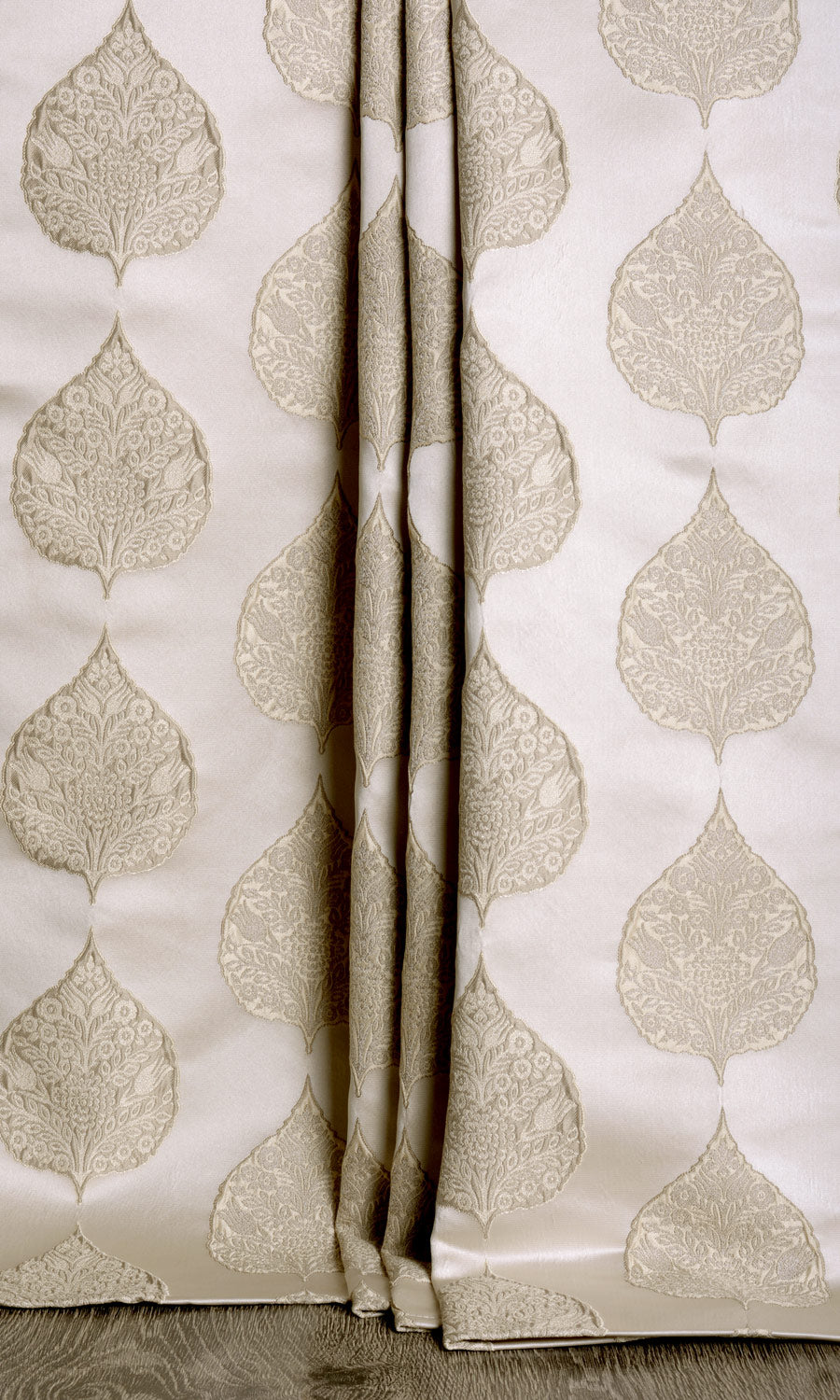 Ogee Patterned Curtains / Drapes / Window Drapery Panels (Ivory/ Beige)