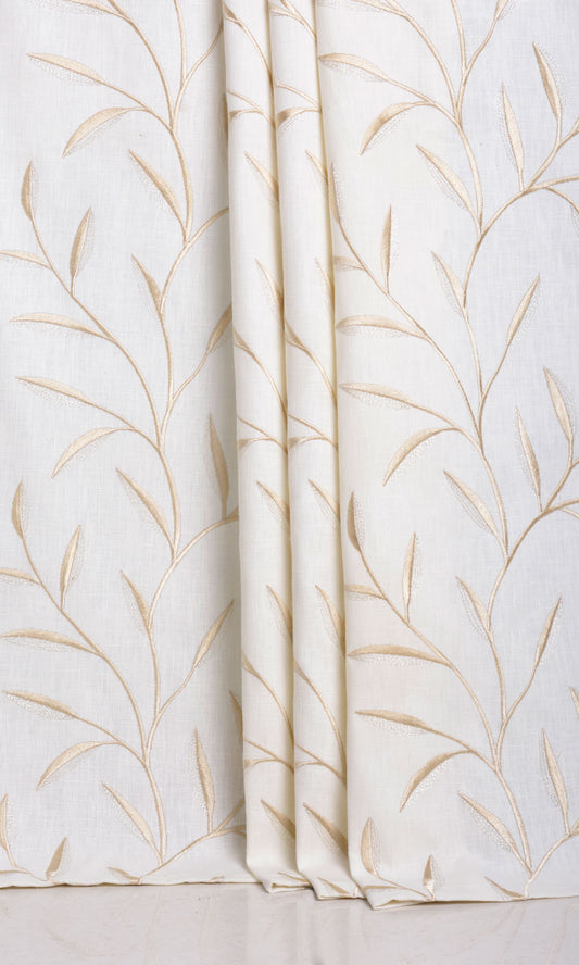 Floral Embroidery Curtain Panels (White/ Cream)