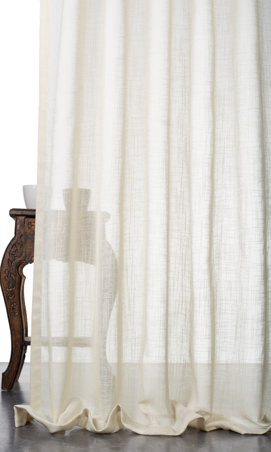 Textured Stripe Sheer Drapes for Living, Bedroom, Kitchen, Bathroom (Almond Cream)