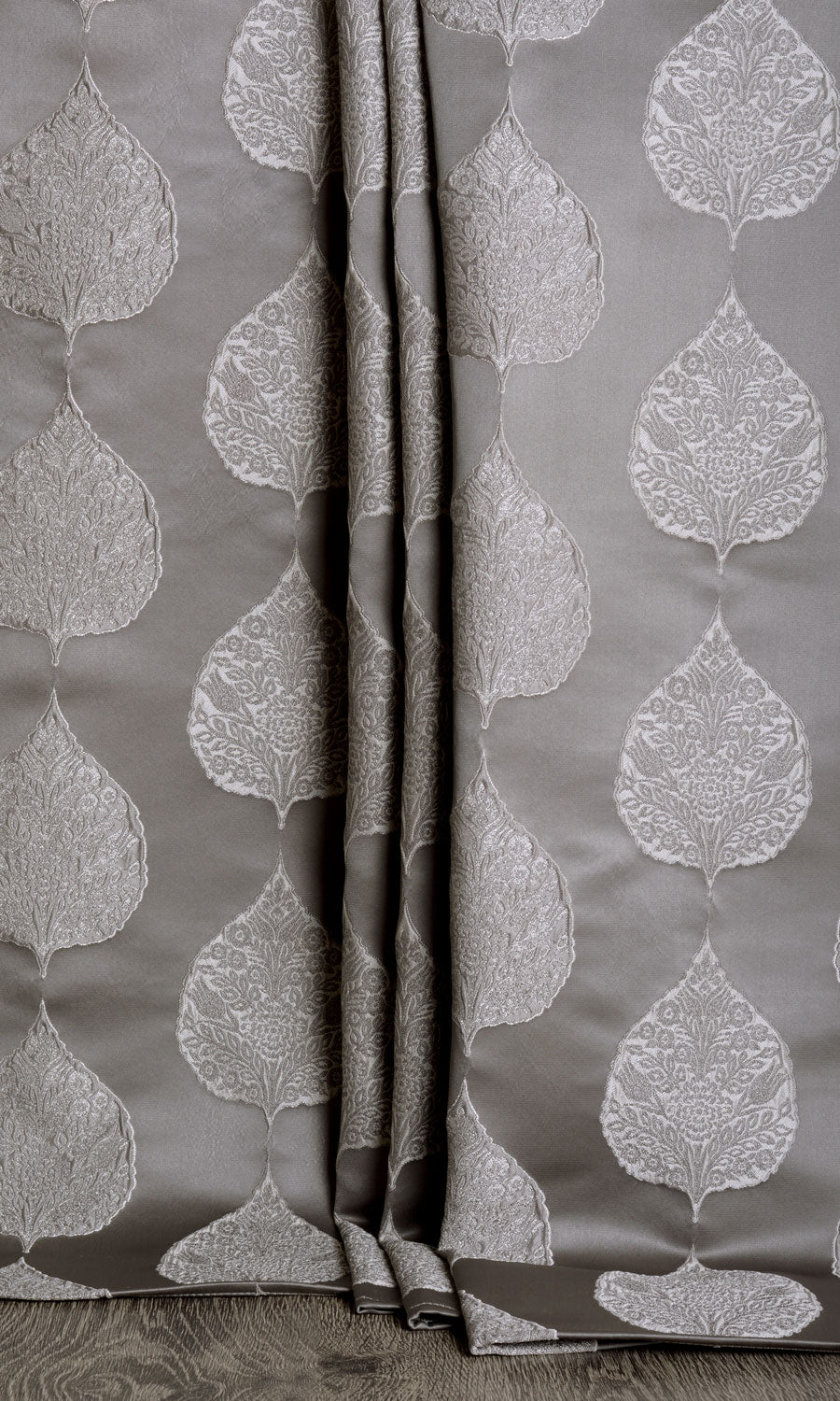 Ogee Patterned  Pinch Pleat, Rod Pocket, Eyelet Curtains (Pale Gray)