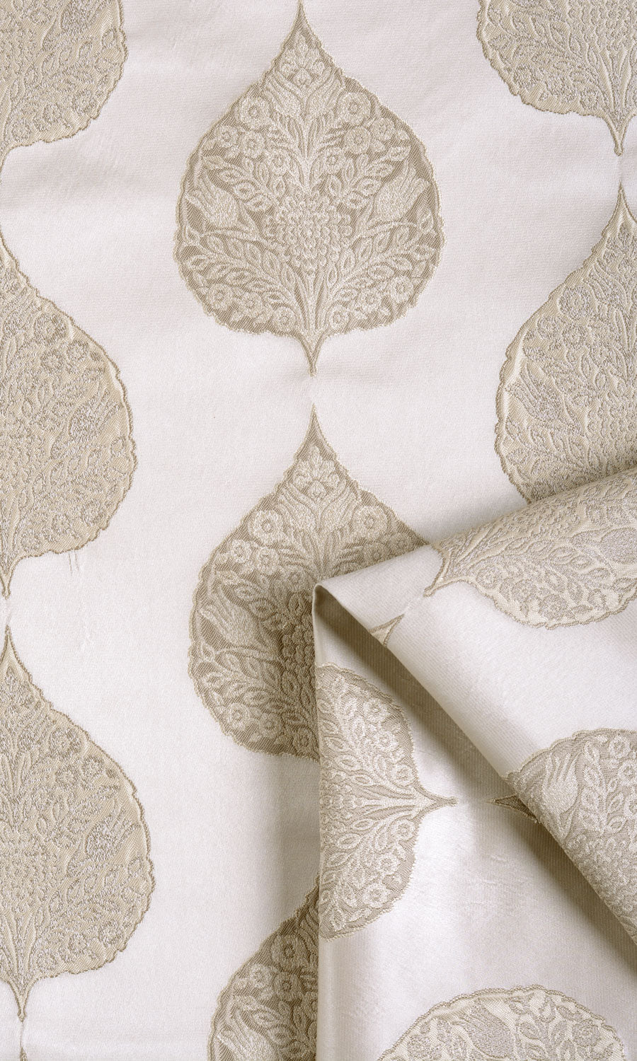 Ogee Patterned Window Curtains (Ivory/ Beige)