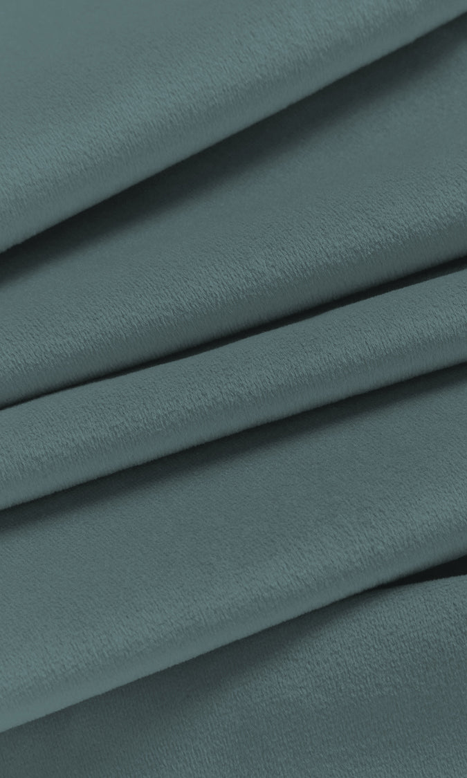 Velvet Window Curtains (Steel Blue)