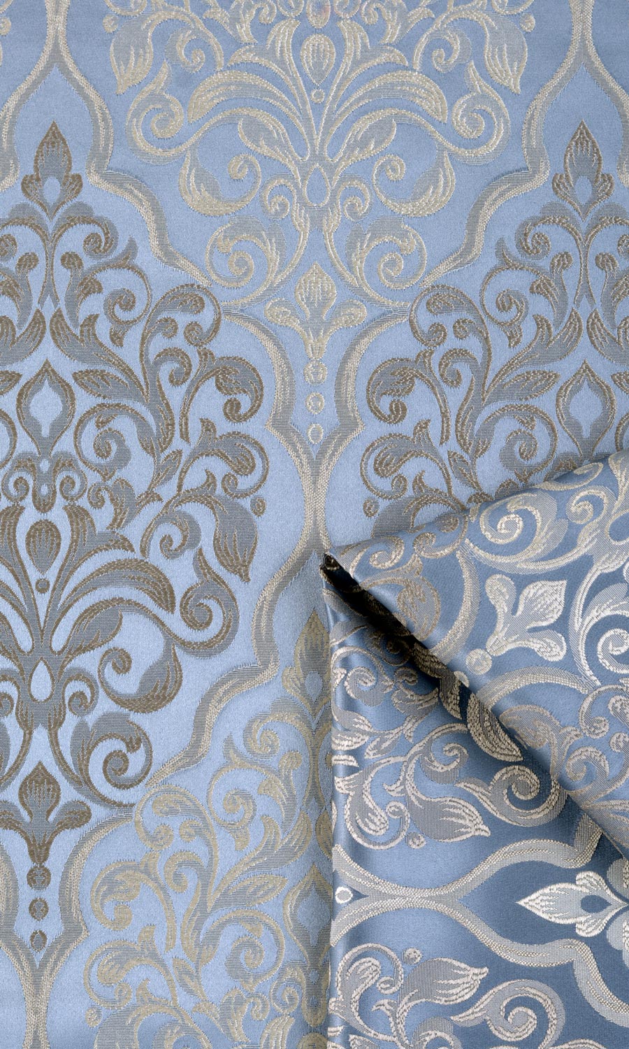 Damask Roman Blinds & Window Shades (Navy Blue/ White)