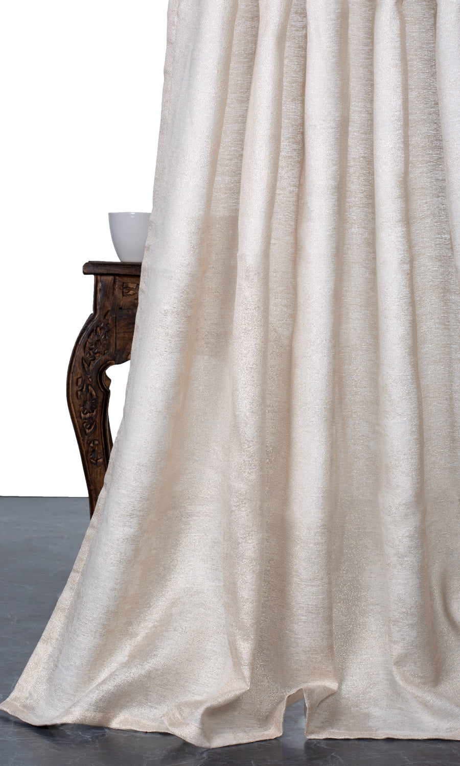 Textured Curtain Panels for Living, Bedroom, Kitchen, Bathroom (Ivory/ Golden)