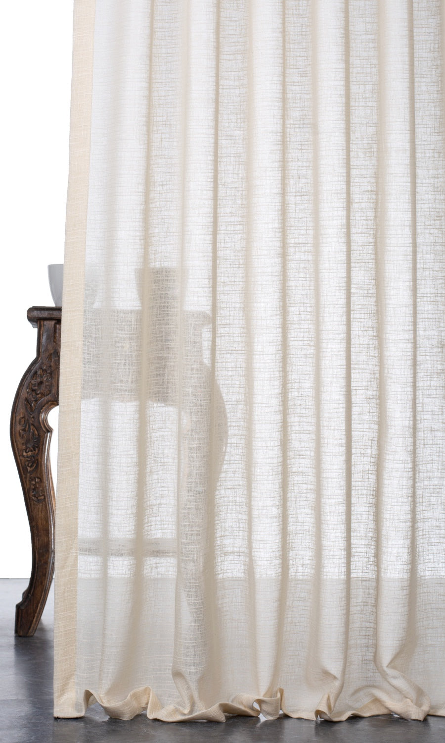 Plain Textured Sheer Curtain Panels for Living, Bedroom, Kitchen, Bathroom (Pale Beige)