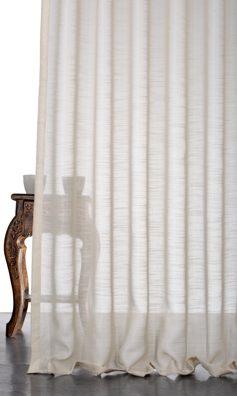 Textured Sheer Drapery for Living, Bedroom, Kitchen, Bathroom (Pale Beige/ Warm Ivory)