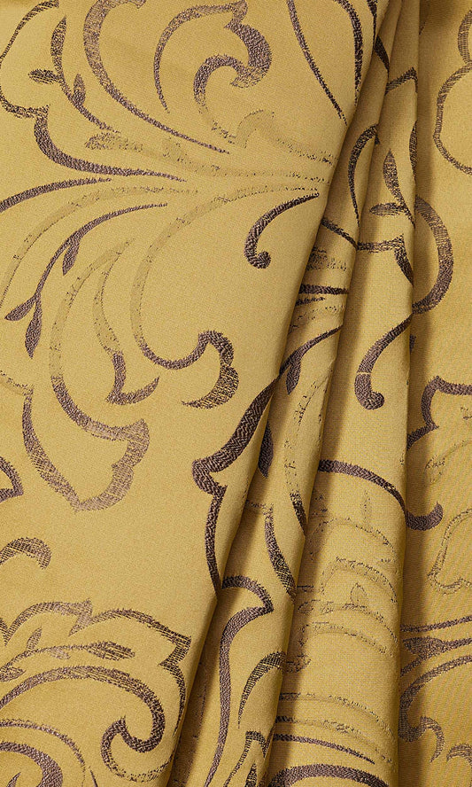 Floral Embroidered Drapery (Mustard Yellow)