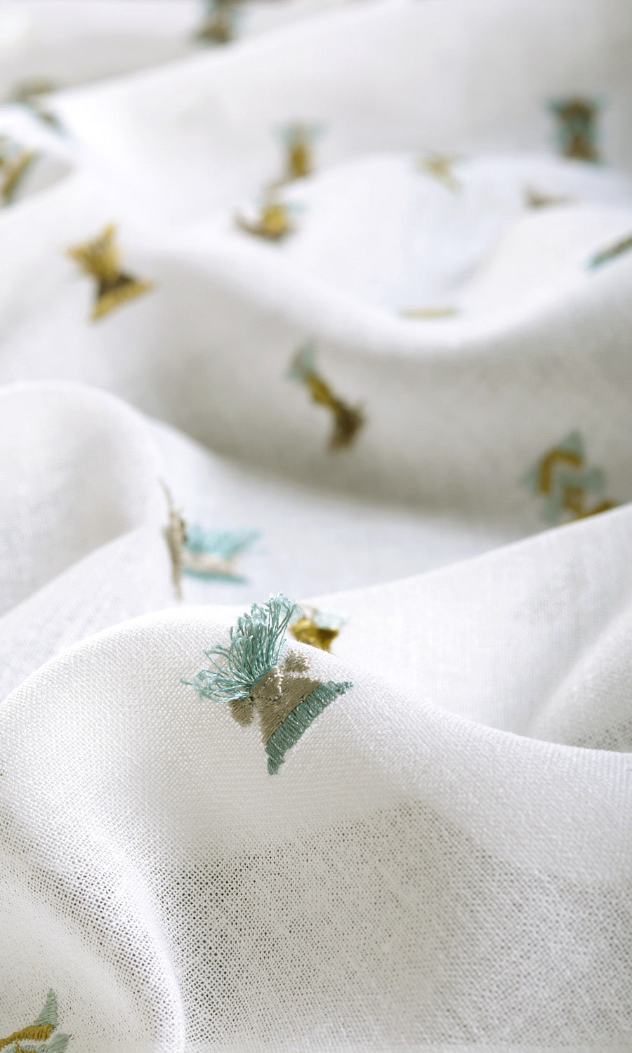 Semi Sheer Custom Curtains (Teal/ Yellow/ White)