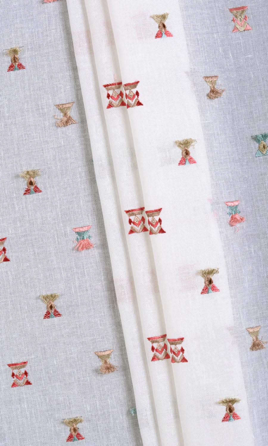 Semi Sheer Pinch Pleat, Rod Pocket, Eyelet Curtains (Red/ Pink/ Beige/ Blue/ White)