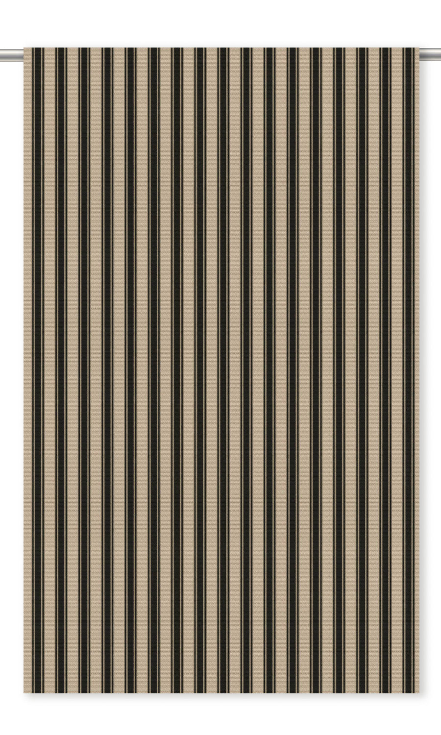 Ticking Stripe Velvet Window Curtains (Beige/ Black)