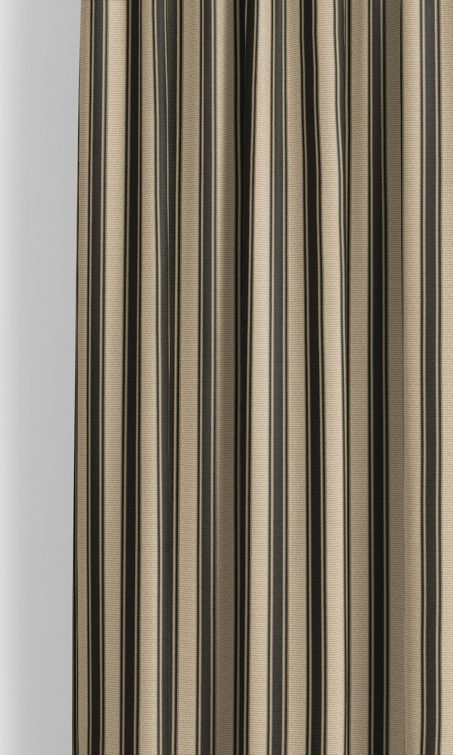 Ticking Stripe Velvet Window Curtains for Living, Bedroom, Kitchen, Bathroom (Beige/ Black)