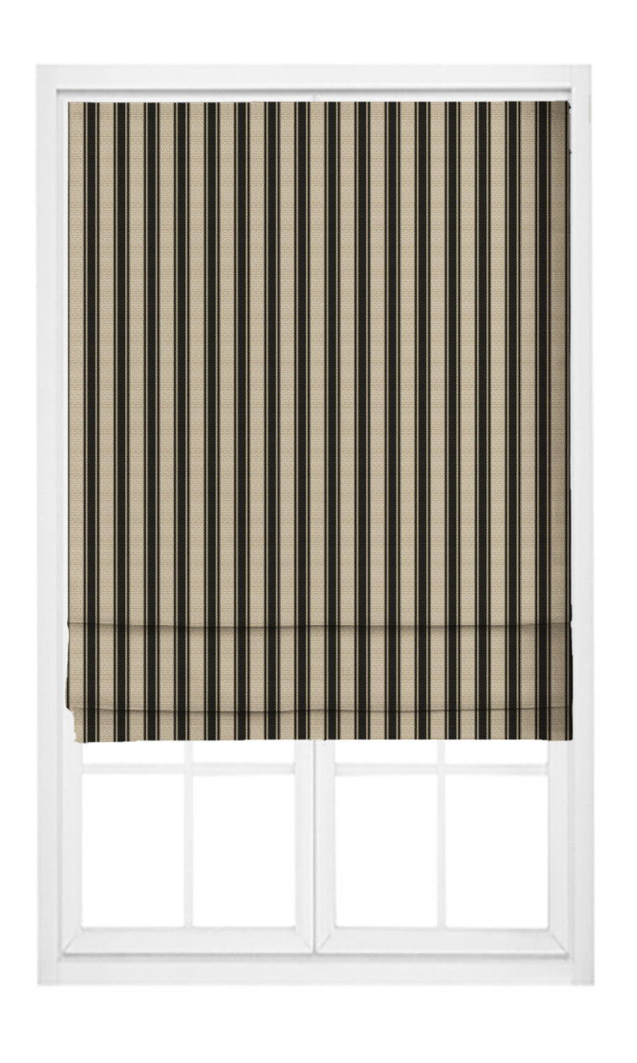 Ticking Stripe Velvet Pinch Pleat, Rod Pocket, Eyelet Curtains (Beige/ Black)