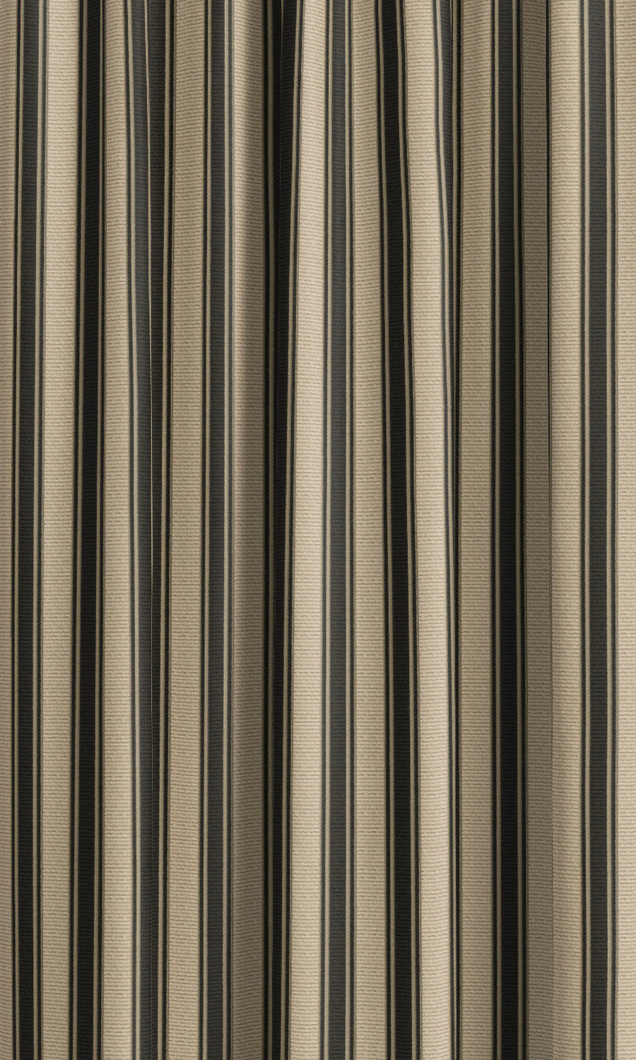 Ticking Stripe Velvet Window Curtains (Beige/ Black) Extra Long Short Wide
