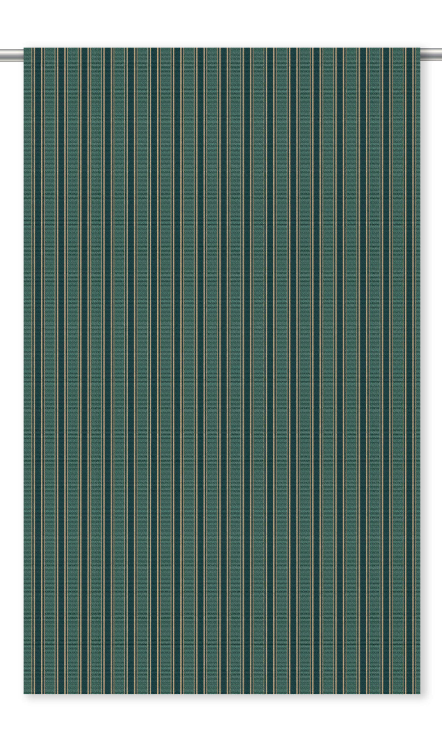 Ticking Stripe Velvet Drapery (Teal Green/ Beige)
