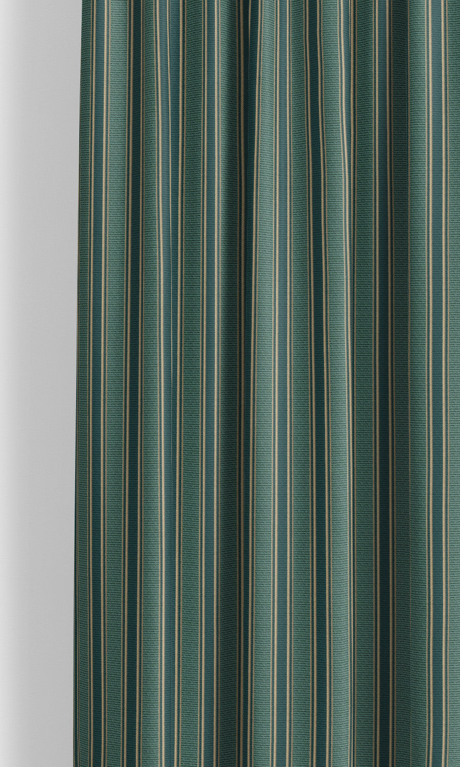 Ticking Stripe Velvet Drapery for Living, Bedroom, Kitchen, Bathroom (Teal Green/ Beige)