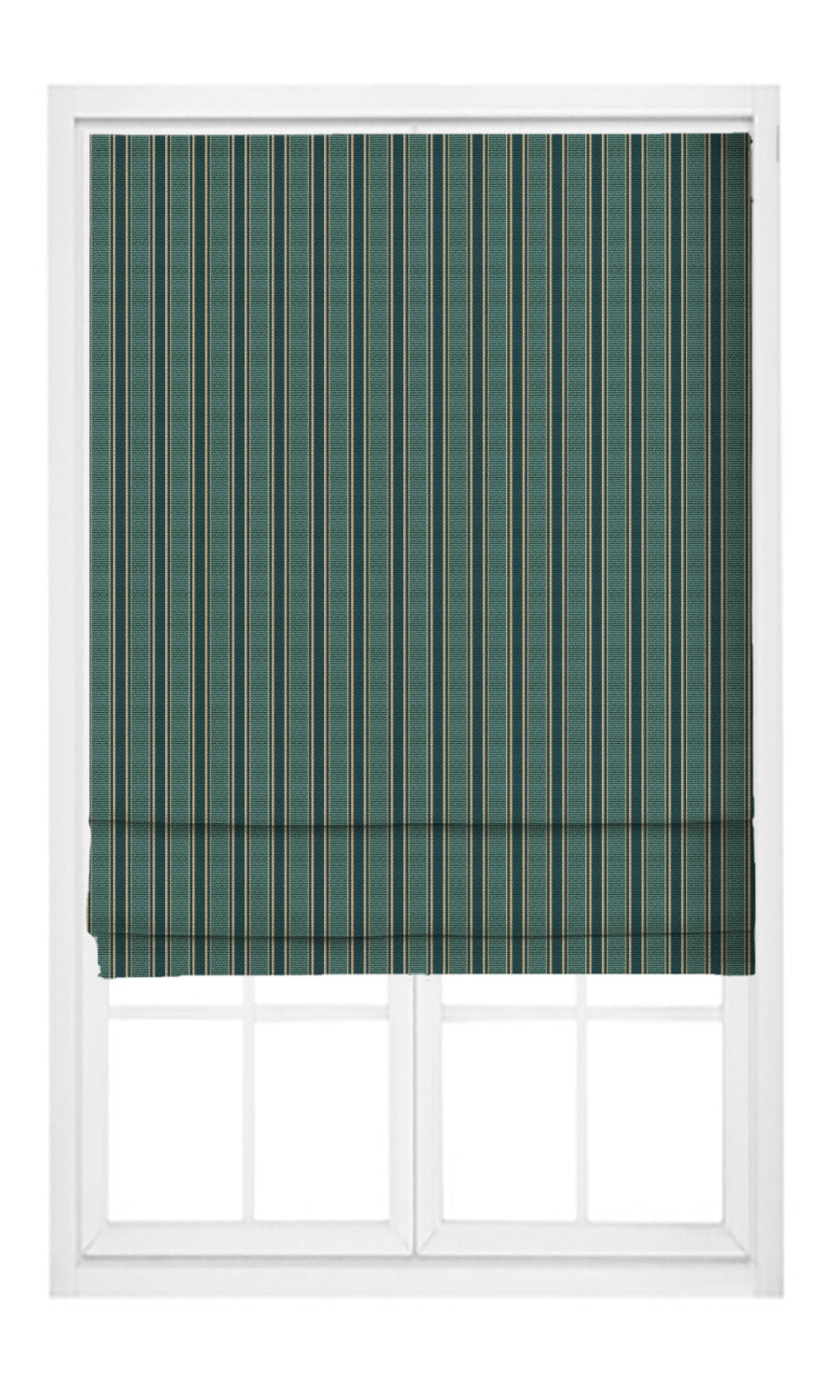 Ticking Stripe Velvet Pinch Pleat, Rod Pocket, Eyelet Curtains (Teal Green/ Beige)