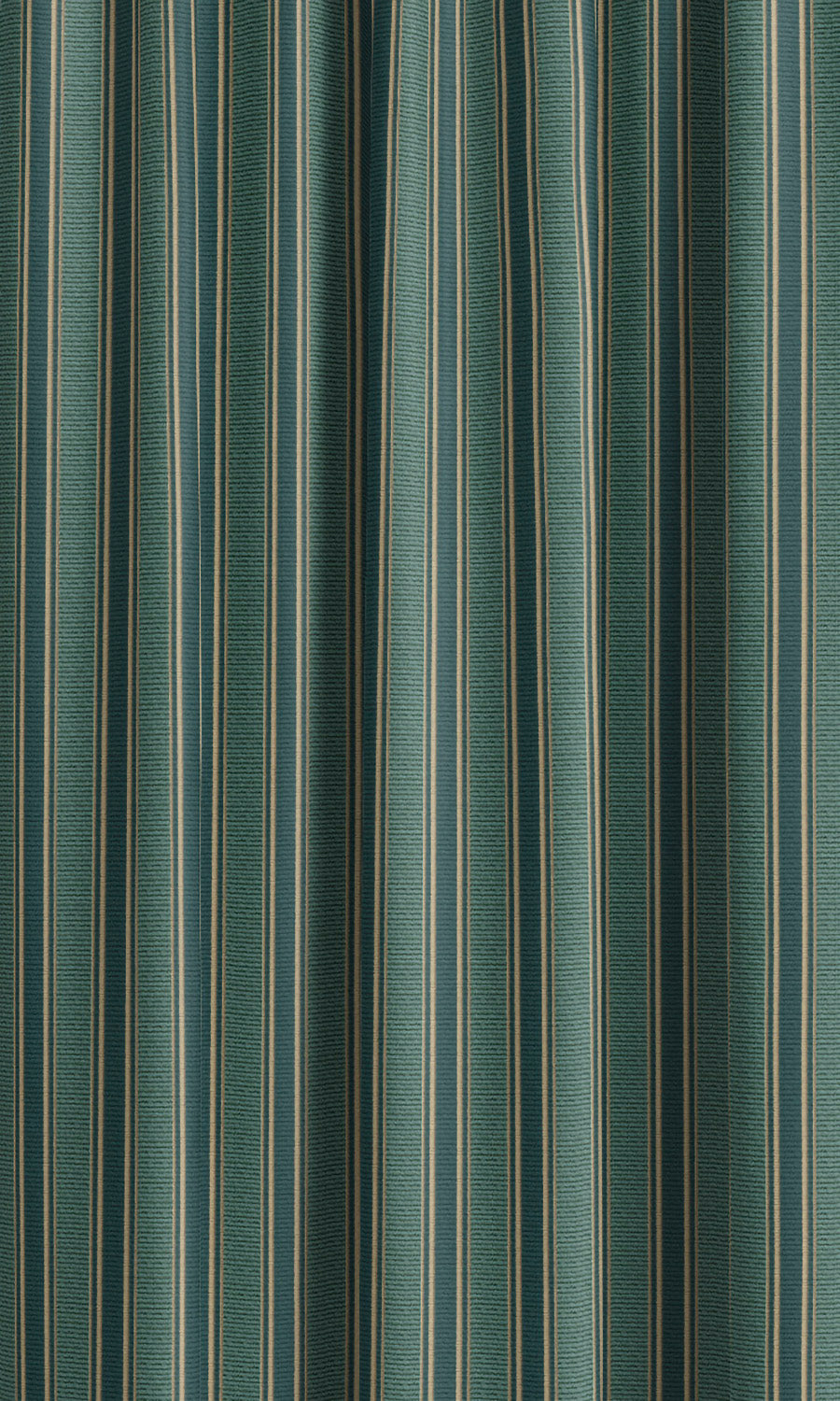 Ticking Stripe Velvet Drapery (Teal Green/ Beige) Extra Long Short Wide