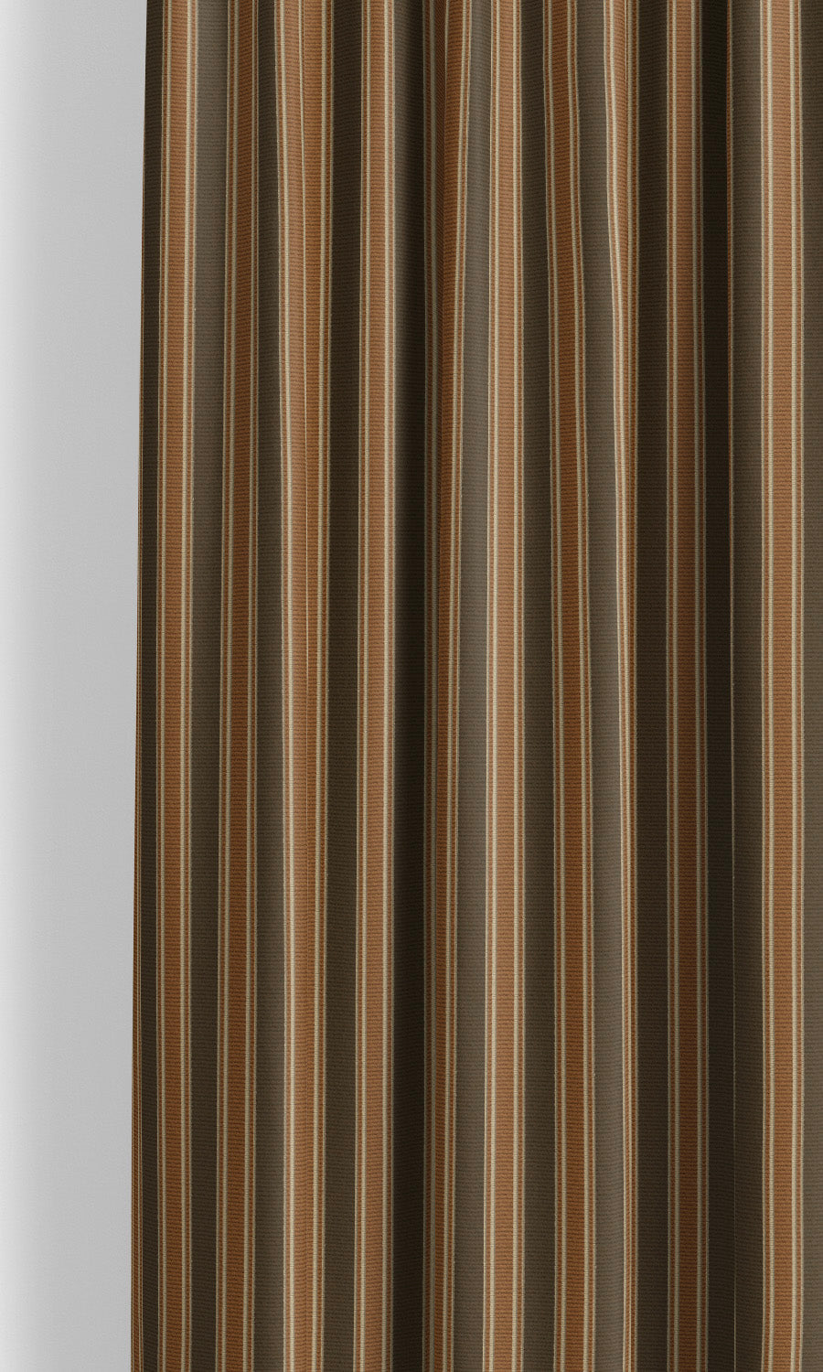 Ticking Stripe Velvet Curtain Panels for Living, Bedroom, Kitchen, Bathroom (Tawny Brown/ Chocolate Brown)