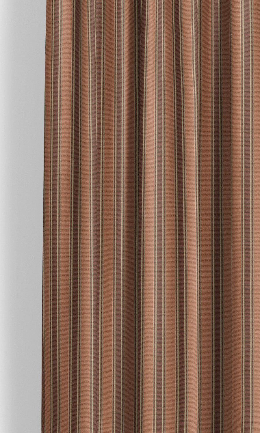 Ticking Stripe Velvet Drapes for Living, Bedroom, Kitchen, Bathroom (Pale Sienna Brown/ Chocolate Brown)