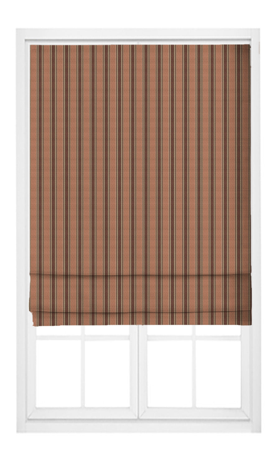 Ticking Stripe Velvet Pinch Pleat, Rod Pocket, Eyelet Curtains (Pale Sienna Brown/ Chocolate Brown)