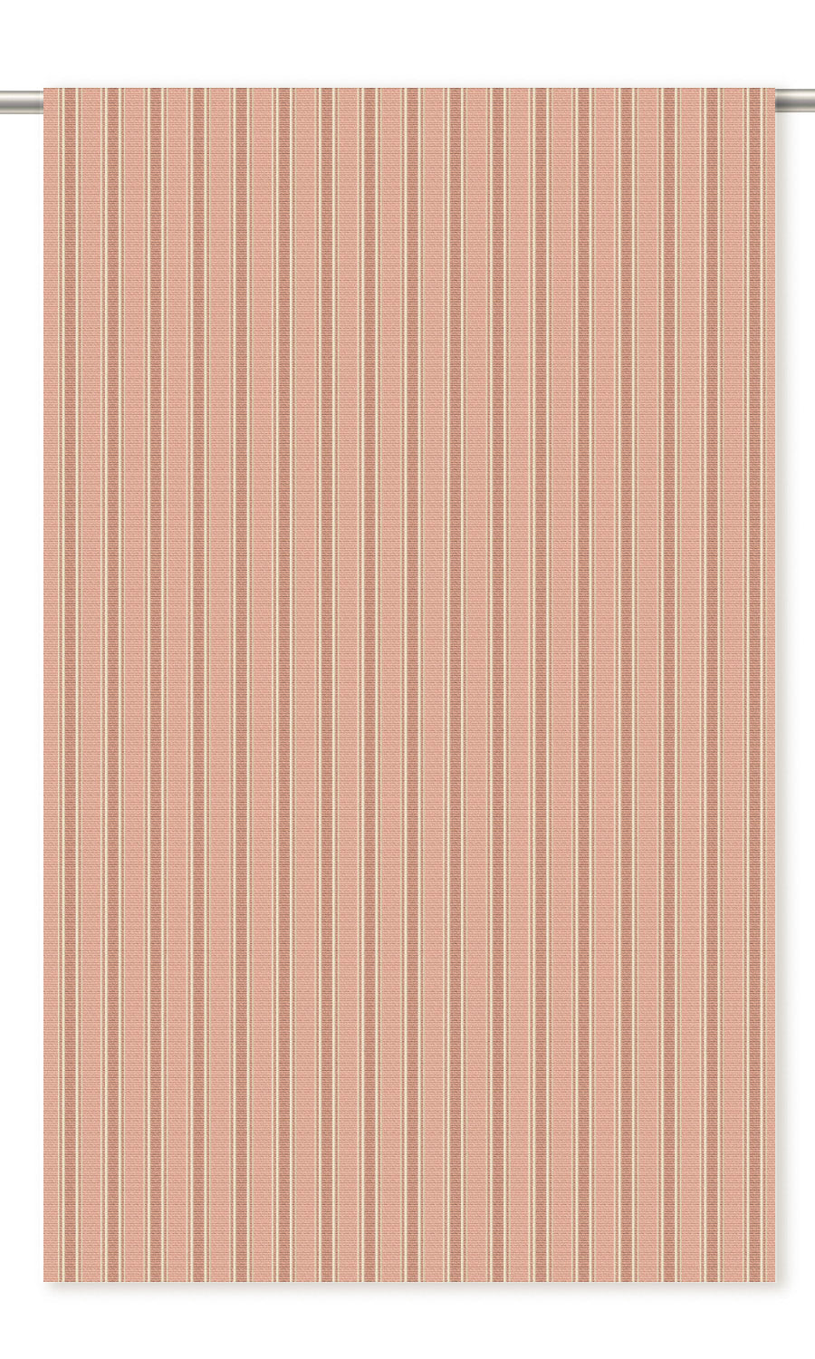 Ticking Stripe Velvet Window Curtains (Pale Rose Pink/ Muted Brown)