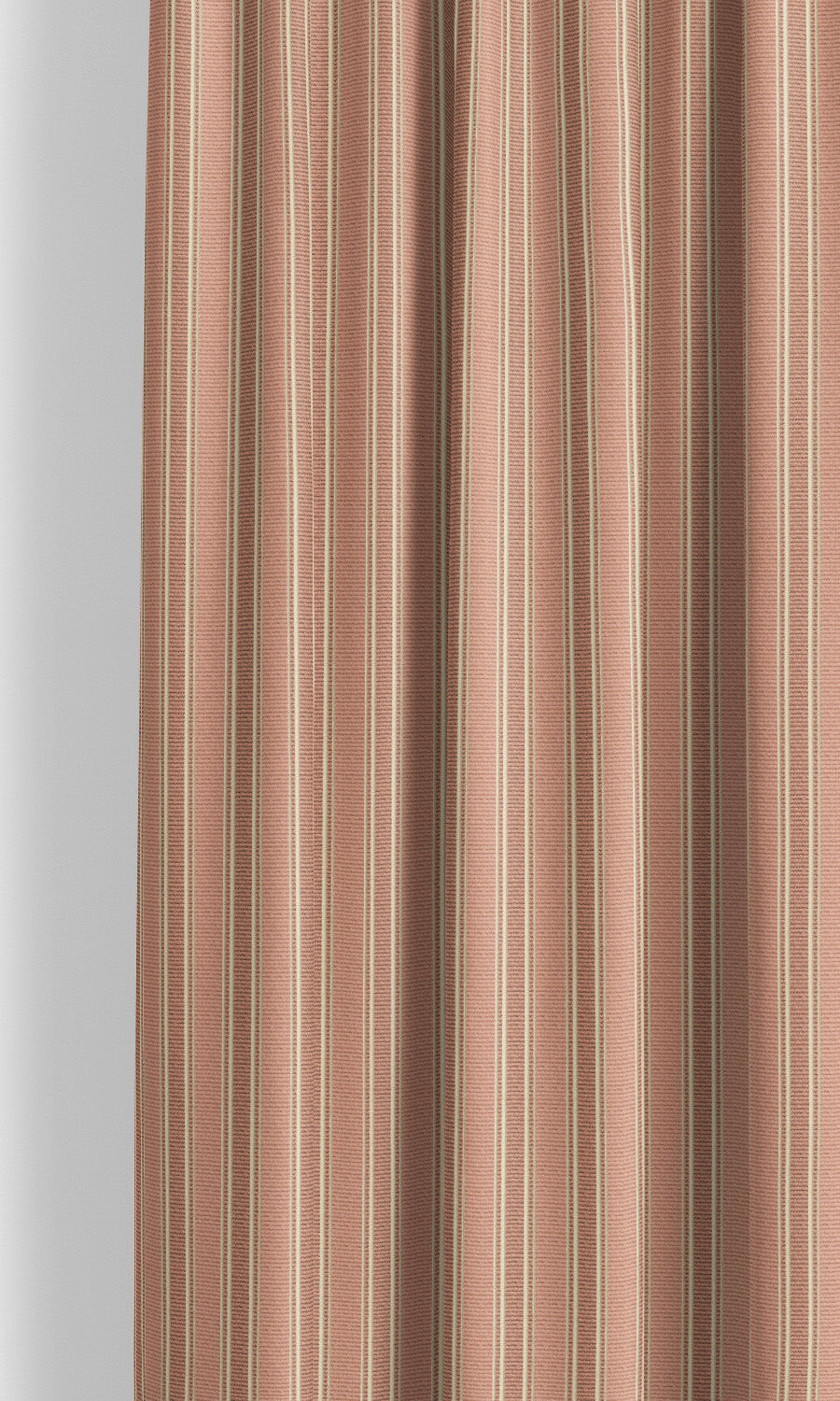 Ticking Stripe Velvet Window Curtains for Living, Bedroom, Kitchen, Bathroom (Pale Rose Pink/ Muted Brown)