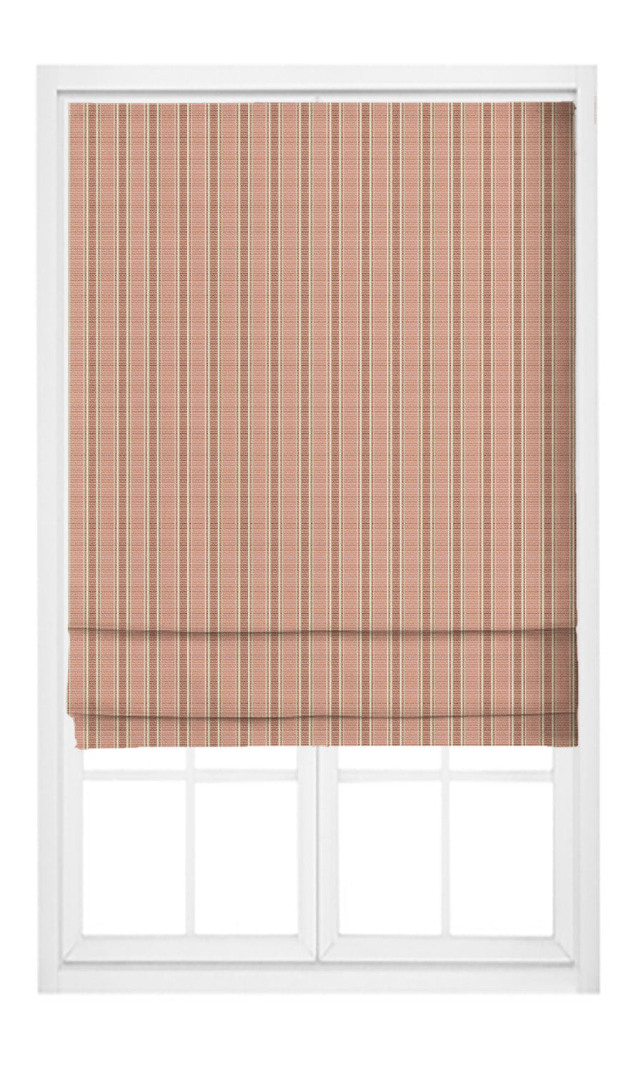 Ticking Stripe Velvet Pinch Pleat, Rod Pocket, Eyelet Curtains (Pale Rose Pink/ Muted Brown)