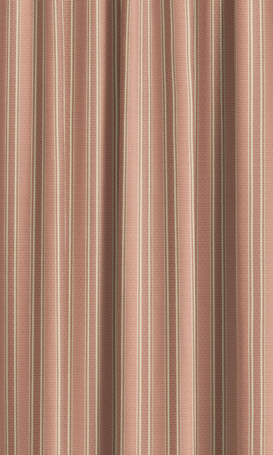 Ticking Stripe Velvet Window Curtains (Pale Rose Pink/ Muted Brown) Extra Long Short Wide