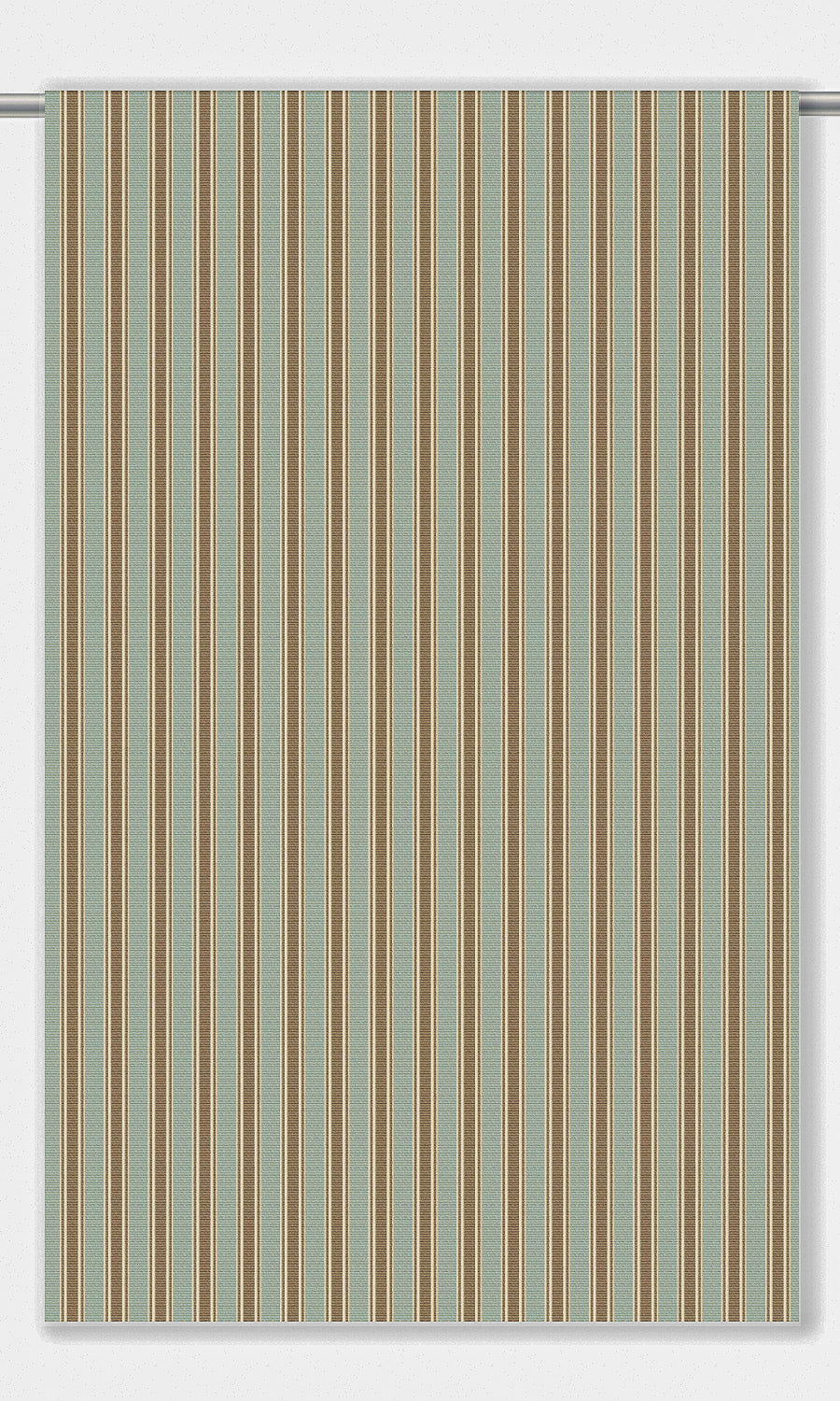 Ticking Stripe Velvet Window Curtains (Duck Egg Blue/ Cinnamon Brown)