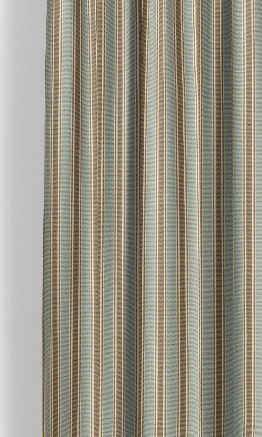 Ticking Stripe Velvet Window Curtains for Living, Bedroom, Kitchen, Bathroom (Duck Egg Blue/ Cinnamon Brown)