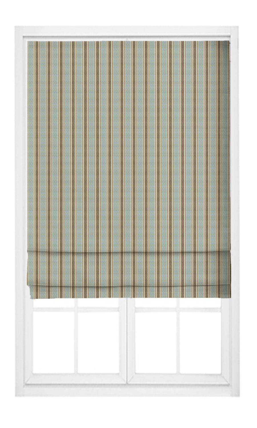 Ticking Stripe Velvet Pinch Pleat, Rod Pocket, Eyelet Curtains (Duck Egg Blue/ Cinnamon Brown)