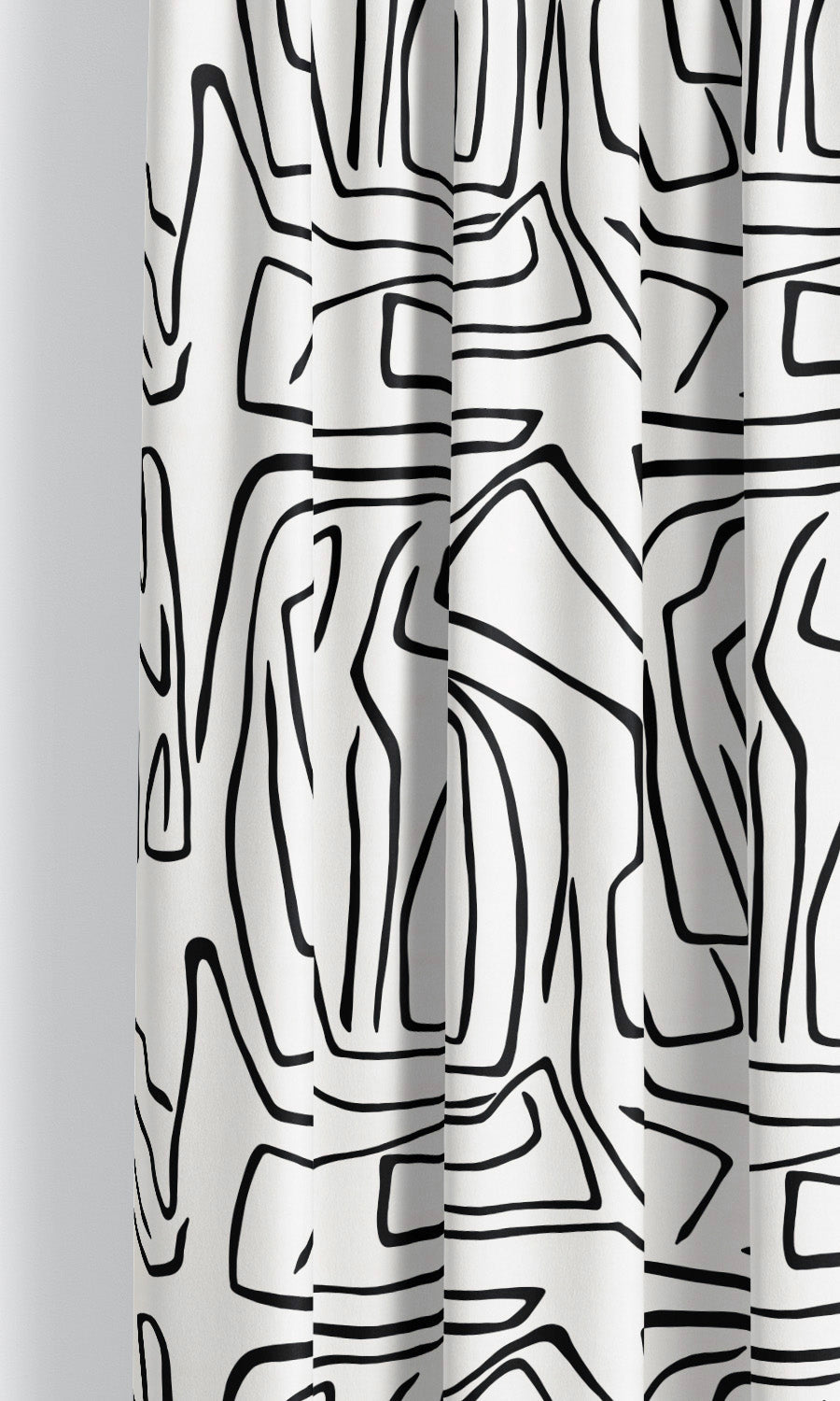 Modern Abstract Velvet Curtain Panels for Living, Bedroom, Kitchen, Bathroom (Warm White/ Black)