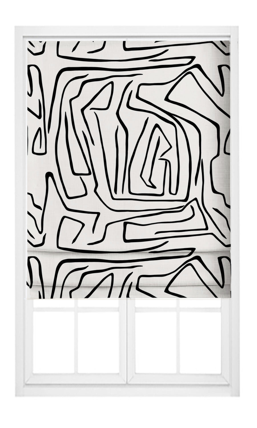 Modern Abstract Velvet Pinch Pleat, Rod Pocket, Eyelet Curtains (Warm White/ Black)
