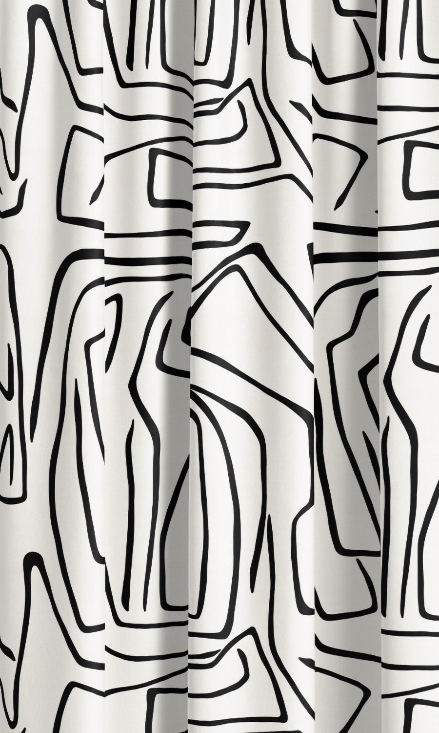 Modern Abstract Velvet Curtain Panels (Warm White/ Black) Extra Long Short Wide