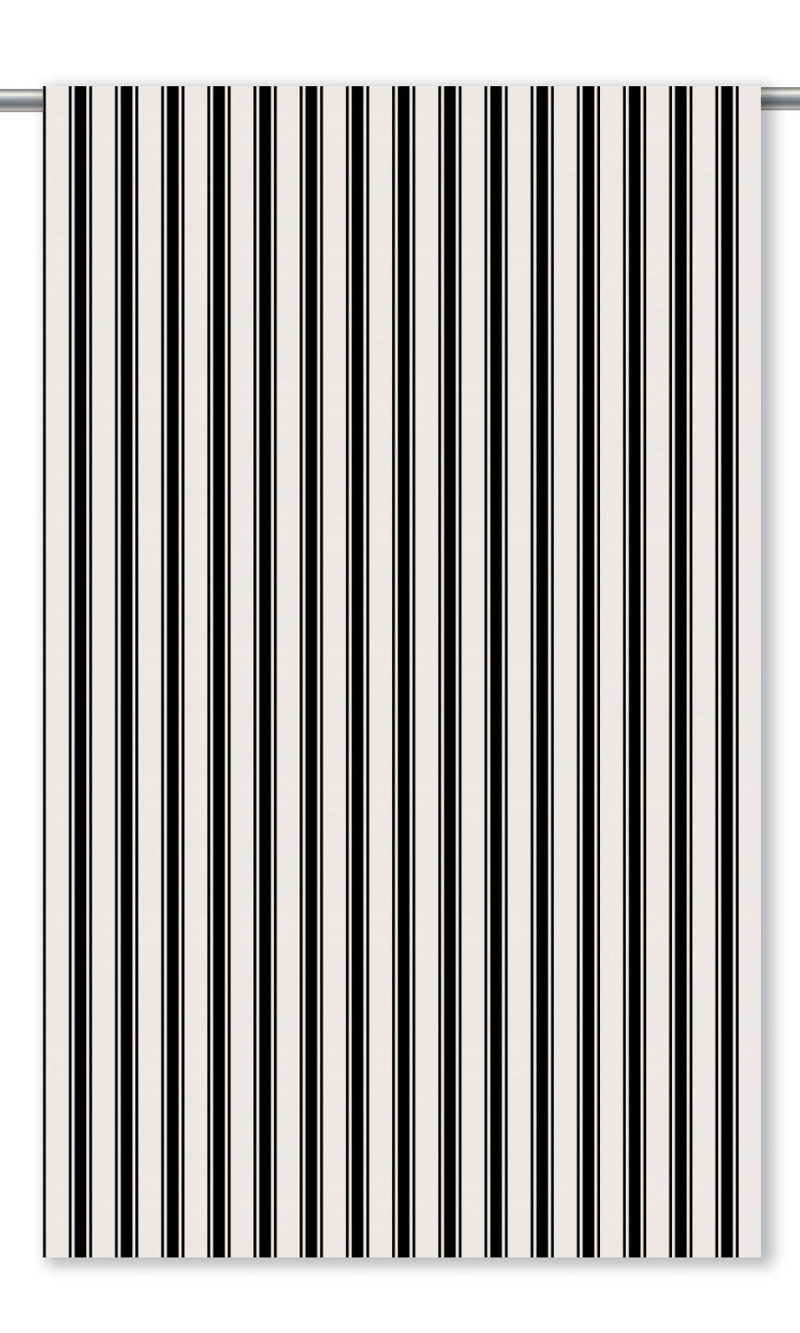 Ticking Striped Velvet Drapes (Warm White/ Black)