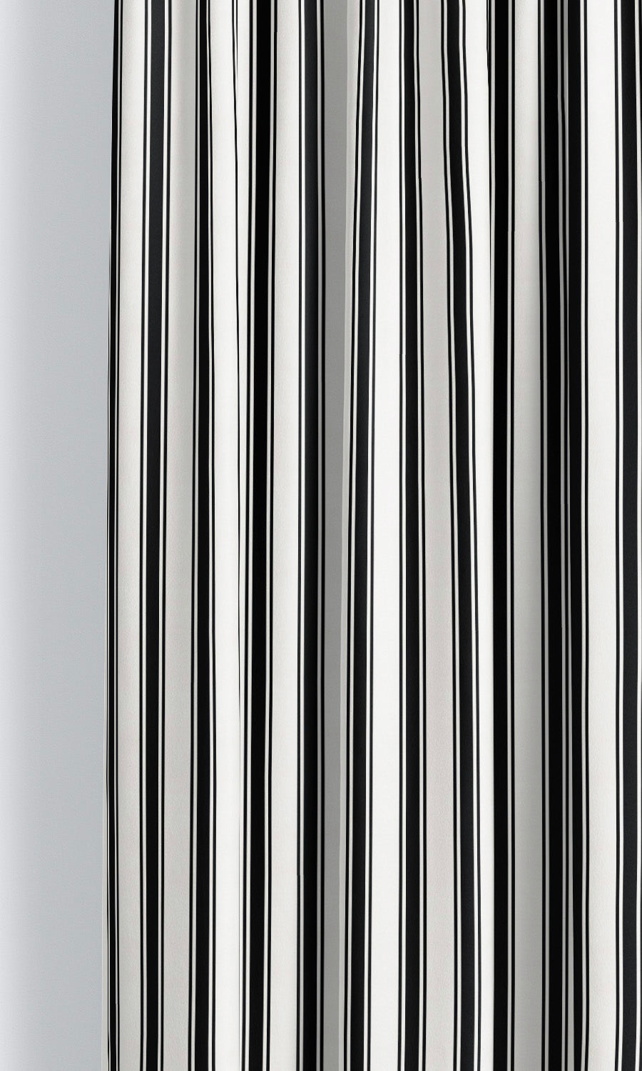 Ticking Striped Velvet Drapes for Living, Bedroom, Kitchen, Bathroom (Warm White/ Black)