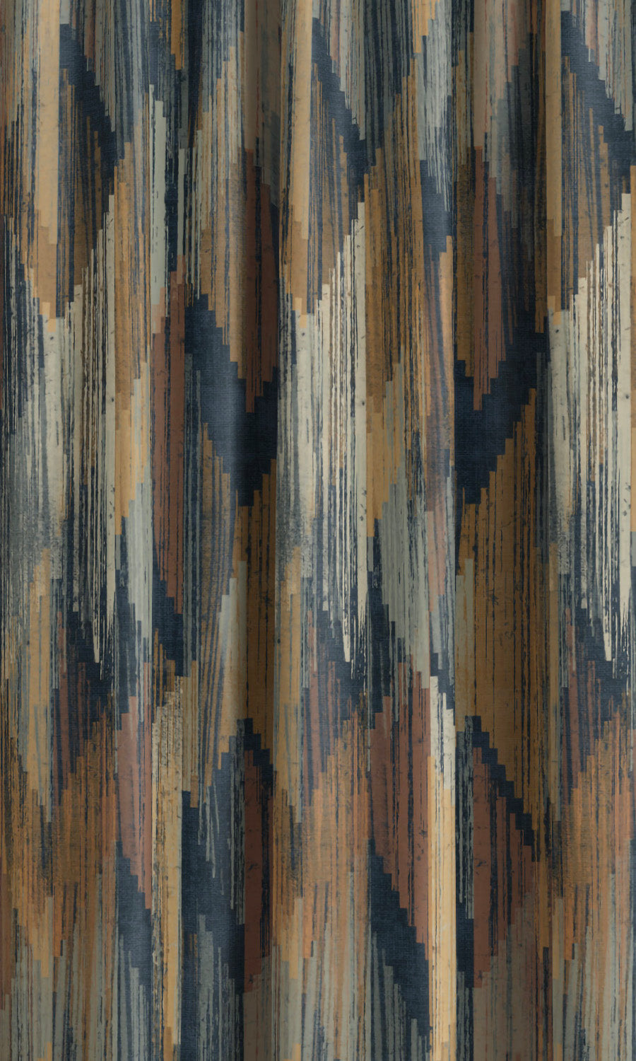 Abstract Chevron Velvet Window Curtains (Dark Caramel/ Sage Gray/ Navy Blue) Extra Long Short Wide