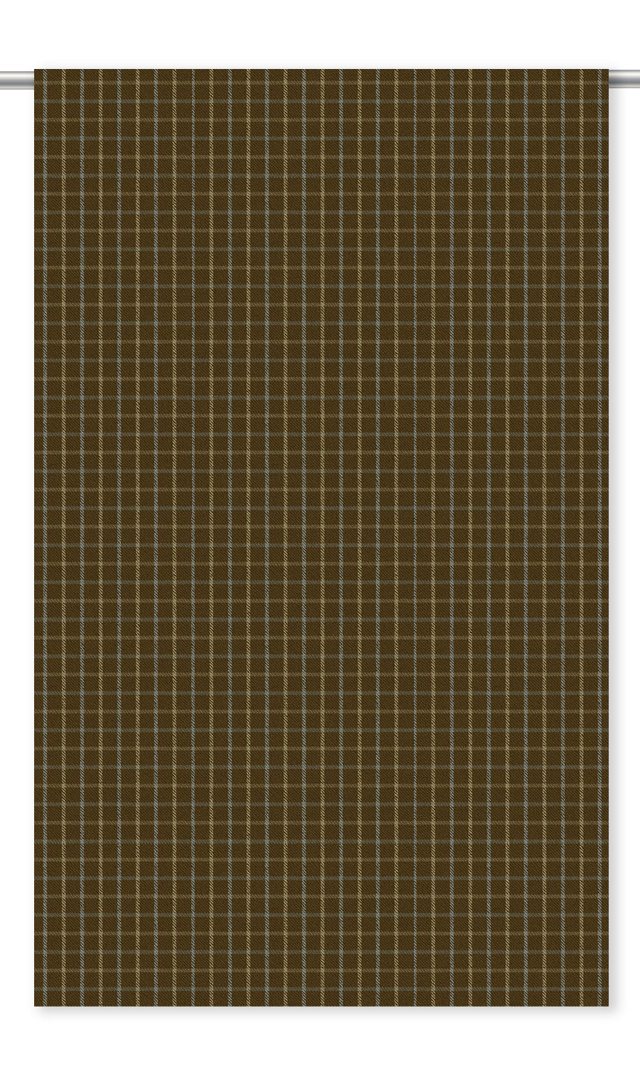 Tattersall Check Velvet Drapery (Chocolate Brown/  Pale Yellow)