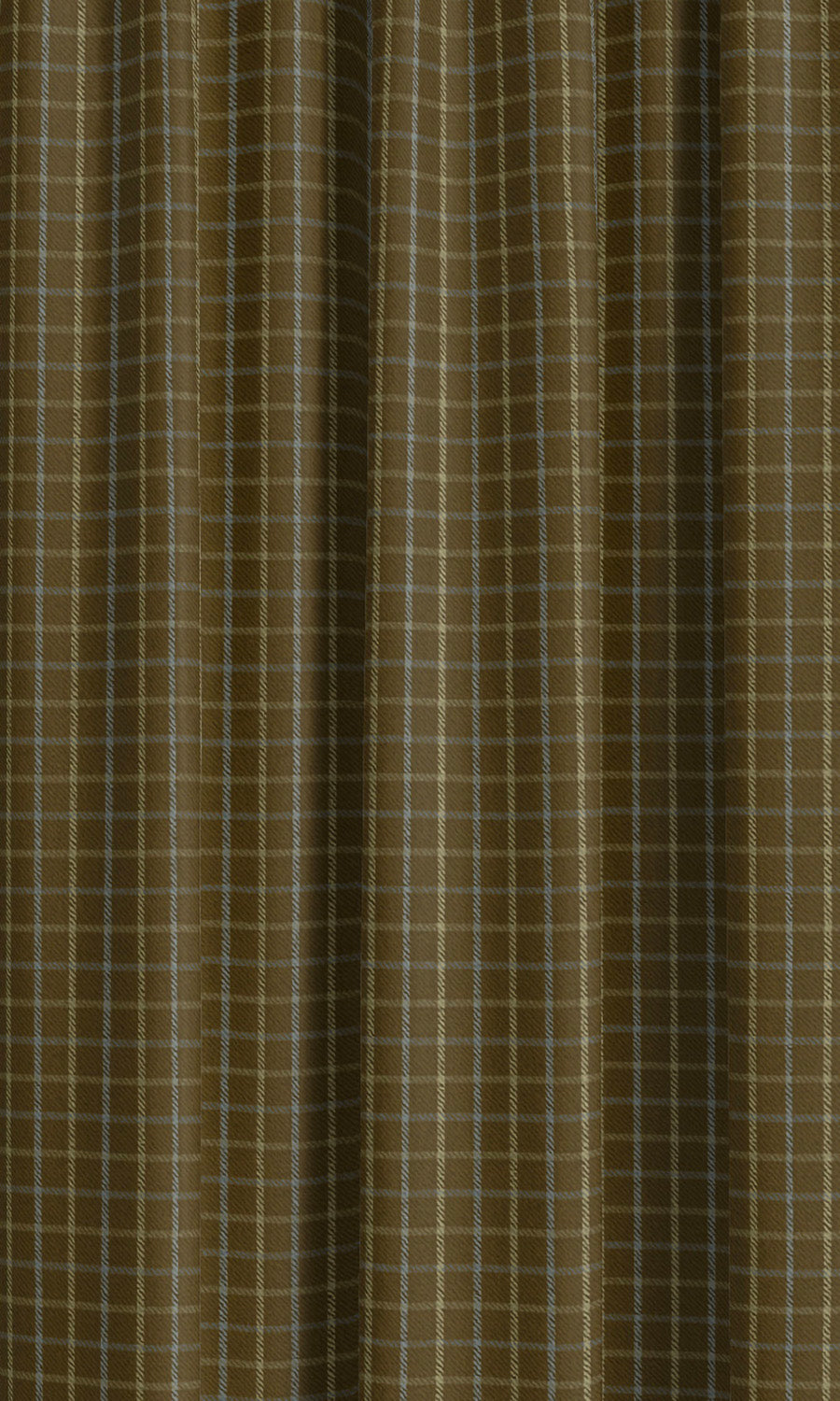 Tattersall Check Velvet Drapery (Chocolate Brown/  Pale Yellow) Extra Long Short Wide