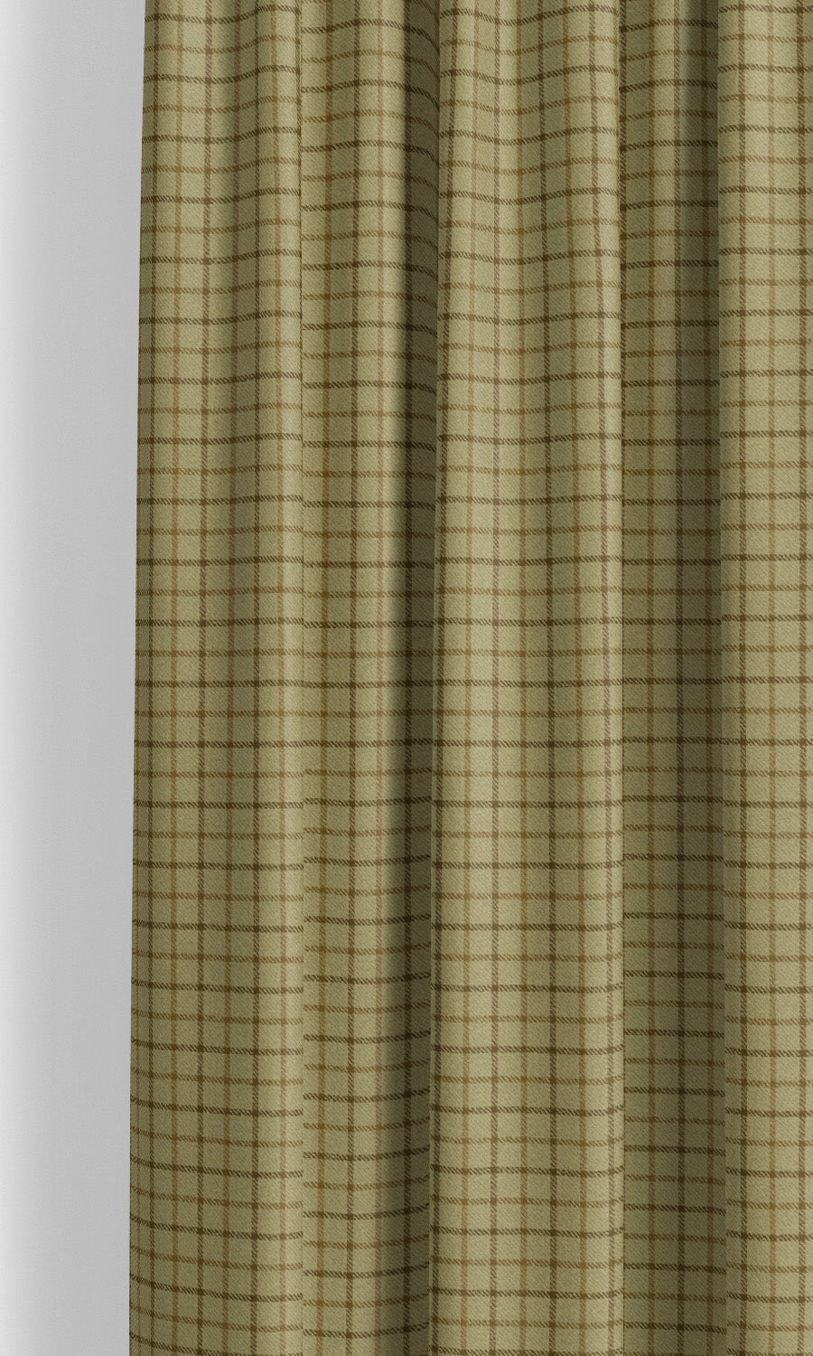 Tattersall Check Velvet Curtain Panels for Living, Bedroom, Kitchen, Bathroom (Hazelwood Yellow/ Chocolate Brown)