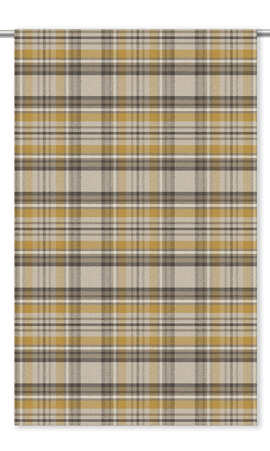 Tweed Plaid Velvet Drapes (Parchement Beige/ Gold Ochre/ Dark Brown)