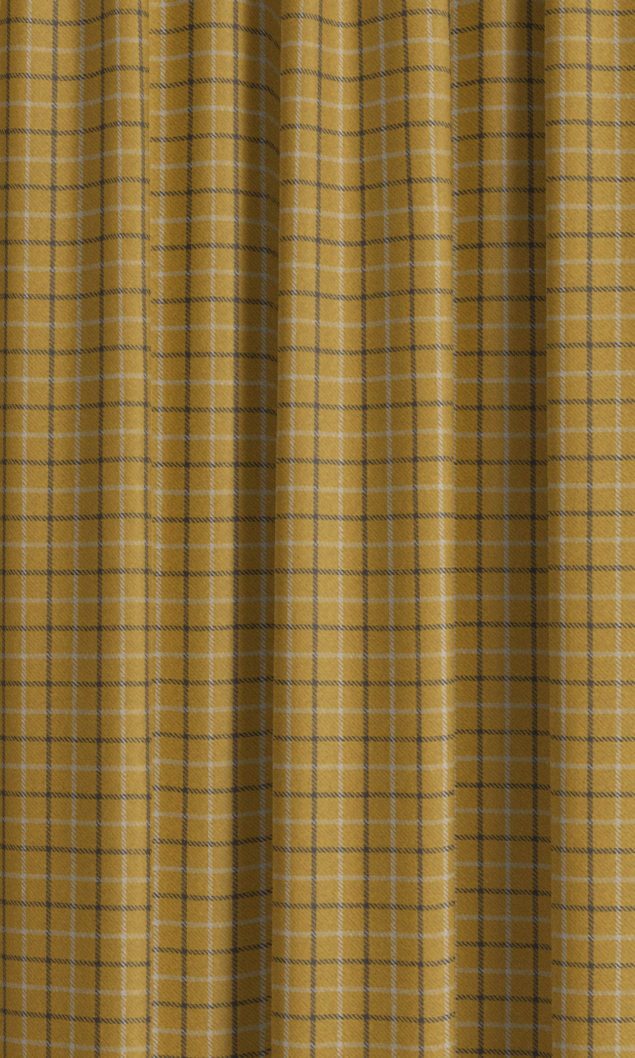 Tattersall Check Velvet Window Curtains (Ochre Yellow/ Dark Brown) Extra Long Short Wide