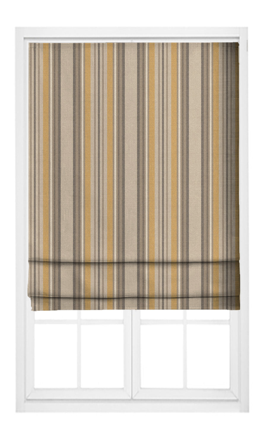 Striped Velvet Flat, Plain, Fake, Faux, European Relaxed Roman Shades (Parchement Beige/ Gold Ochre/ Dark Brown)