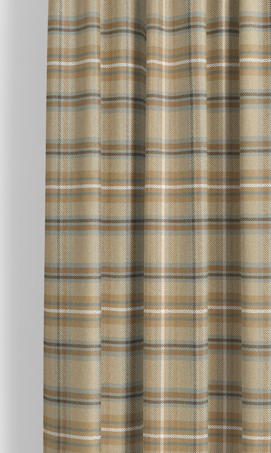 Tweed Plaid Velvet Curtain Panels for Living, Bedroom, Kitchen, Bathroom (Beige/ Brown/ Duck Egg Blue)
